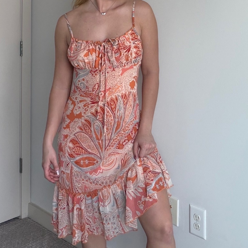 Vintage Y2K‎ B. Smart Print Midi Dress Size 9/10